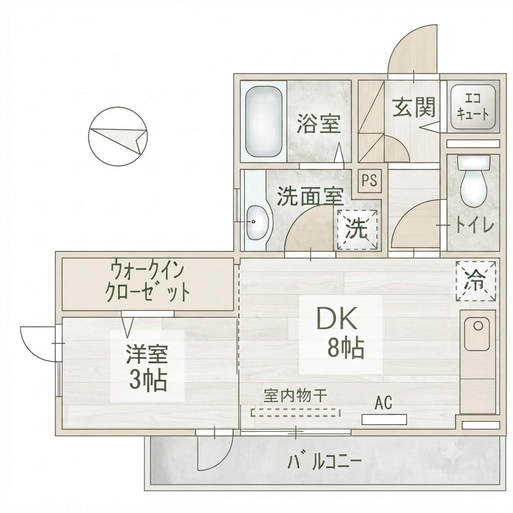 TREBINAAYAKA(1DK/3階)の間取り写真