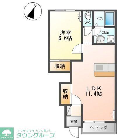 ジェム フォレスト(1LDK/1階)の間取り写真