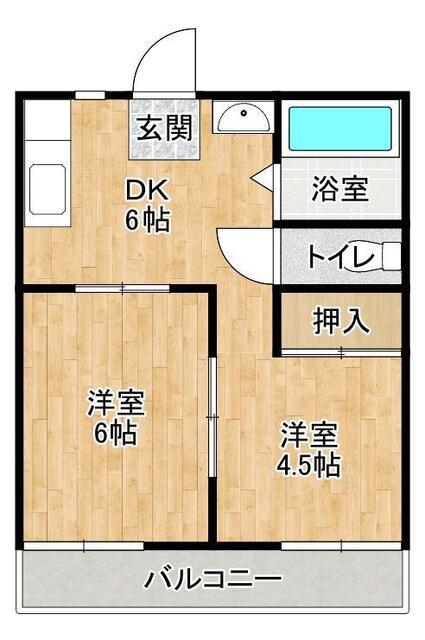 クリスタルマンション(2DK/1階)の間取り写真