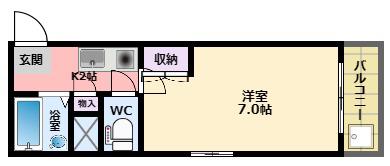 プティメゾン城ヶ掘(1K/2階)の間取り写真