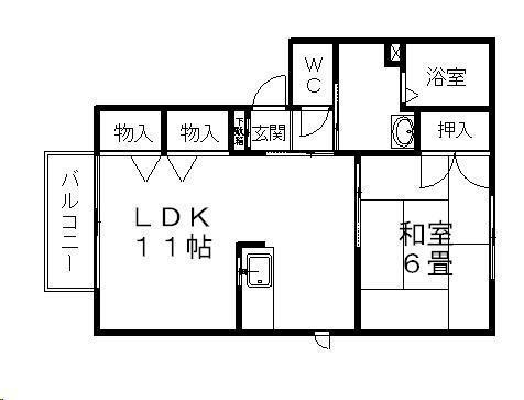 パストラルカンノ A棟(1LDK/2階)の間取り写真