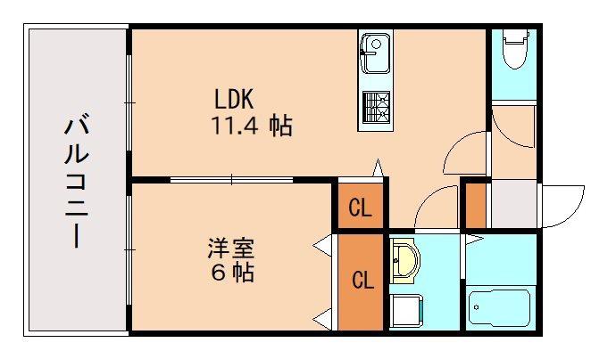 カーサルーチェ2(1LDK/2階)の間取り写真