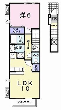 ジェルメフレーシュ(1LDK/2階)の間取り写真