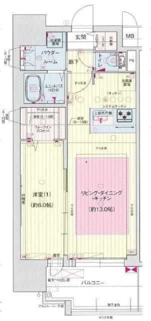 プレサンス新町ウィズ ジョイ(1LDK/10階)の間取り写真
