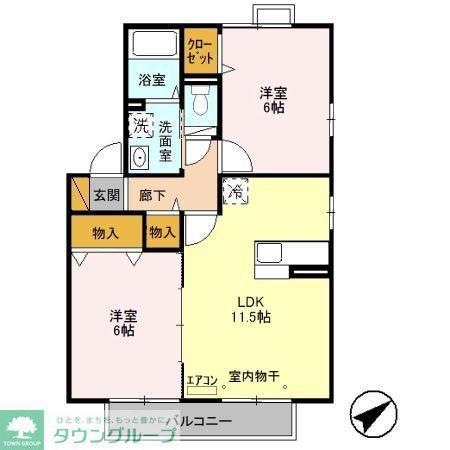 ルピナス幕張II(2LDK/2階)の間取り写真