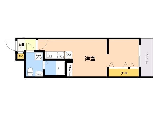 QUADOR藤崎(ワンルーム/4階)の間取り写真