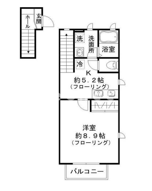 ウィスタリア(1K/2階)の間取り写真