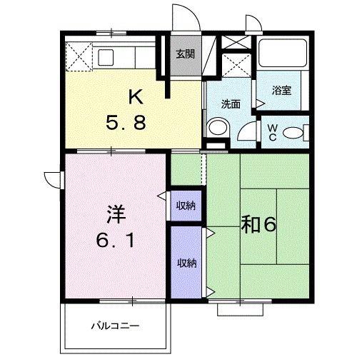 CHERRY STREETV(2DK/2階)の間取り写真