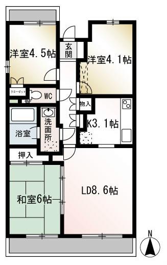ハイツ座間(3LDK/2階)の間取り写真