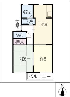 サンライズ庄南(2DK/1階)の間取り写真