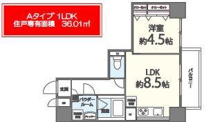 ポローニア立花通(1LDK/9階)の間取り写真