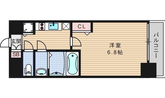 プレサンス難波ラフィーネ(1K/7階)の間取り写真