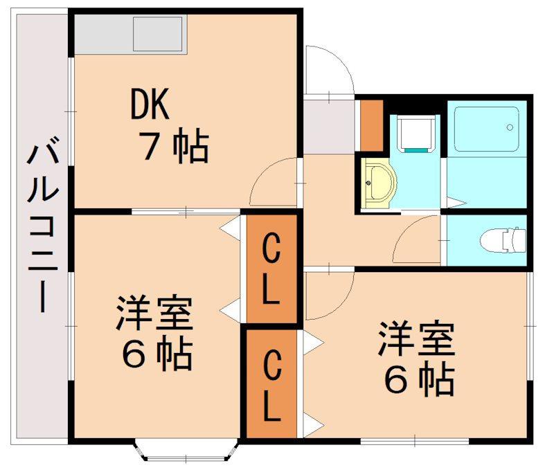 フラワーハイツ A(2DK/1階)の間取り写真