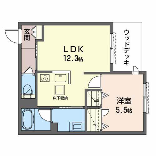 シャーメゾン アミコート(1LDK/1階)の間取り写真