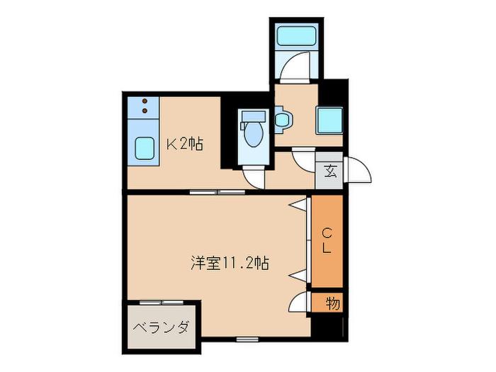 クオリア若宮町(1K/8階)の間取り写真