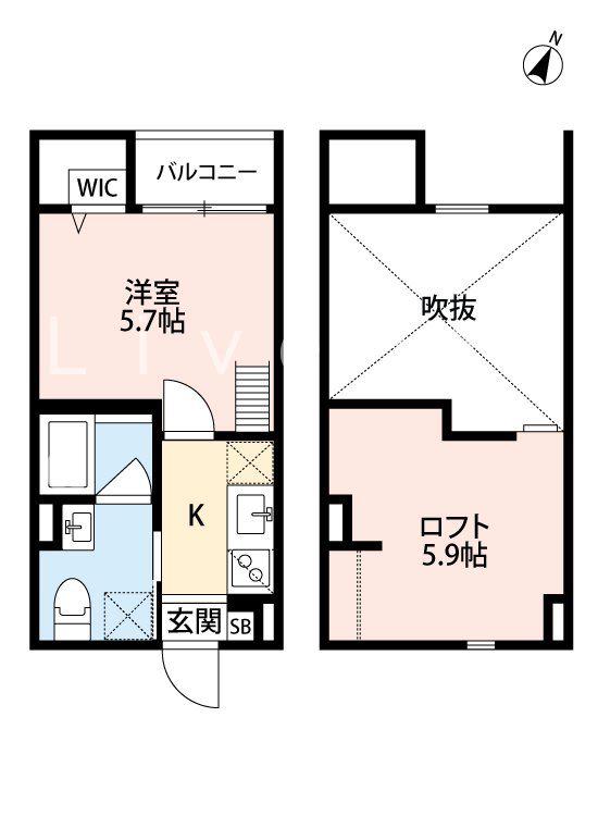 アクアレスト神戸西(1SK/2階)の間取り写真