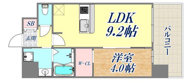 プレサンス尼崎アルモナ(1LDK/11階)の間取り写真
