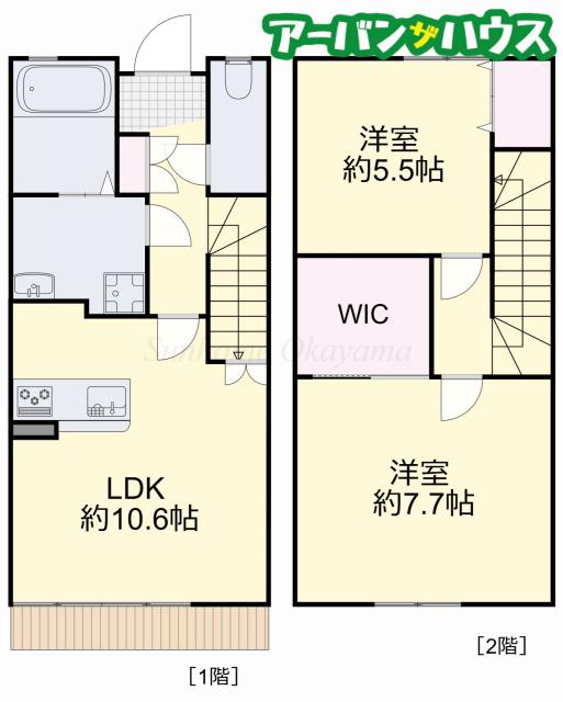 アーバンライフ撫川(2LDK/1階)の間取り写真