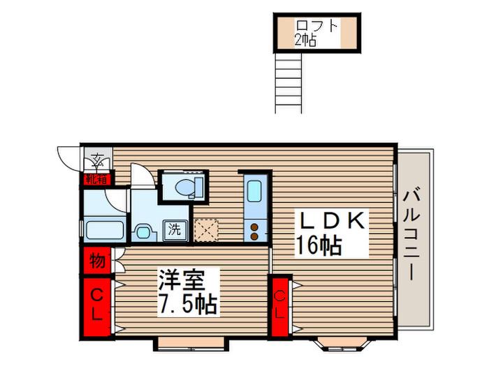 ビマ-ク(1LDK/2階)の間取り写真