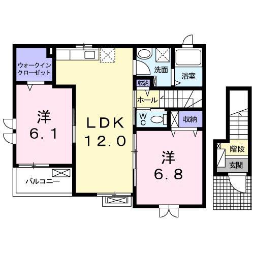 シャルマン・II(2LDK/2階)の間取り写真