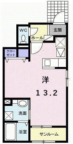 アマーレ スパーツィオ II(ワンルーム/1階)の間取り写真
