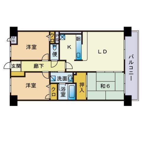 コアマンション香椎南(3LDK/4階)の間取り写真