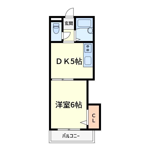 プロミネンス下村(1DK/3階)の間取り写真