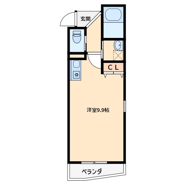 ハートフル岡場駅前(1K/2階)の間取り写真