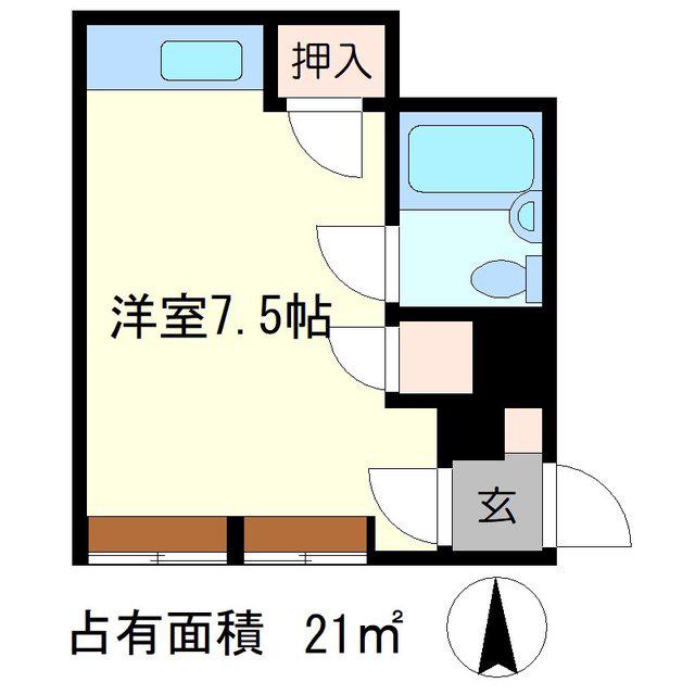 宮の東ハイツ(ワンルーム/1階)の間取り写真