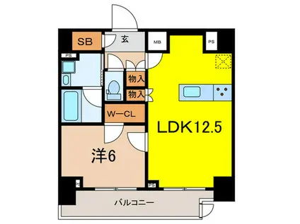 ジェノヴィア新宿中落合スカイガーデン(1LDK/1階)の間取り写真