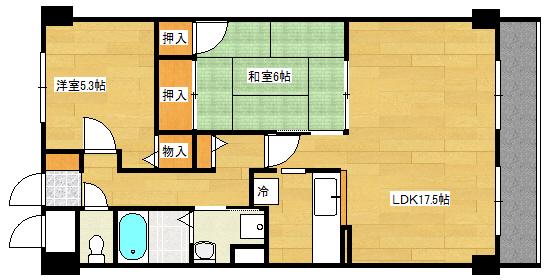 グランカーサ古江(2LDK/7階)の間取り写真