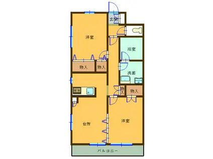 ヴィラトリアノン(2LDK/3階)の間取り写真