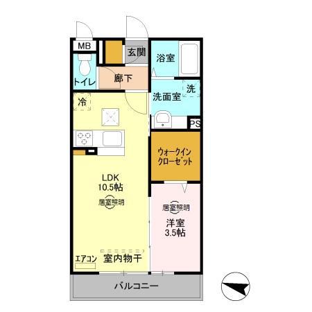 ステラタウン スピカ(1LDK/1階)の間取り写真