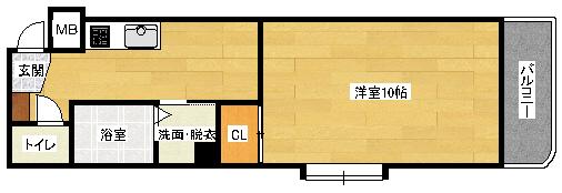 グラシャス(1K/1階)の間取り写真