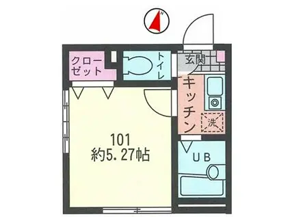 リーヴェルポート横浜ウエストIII(1K/1階)の間取り写真