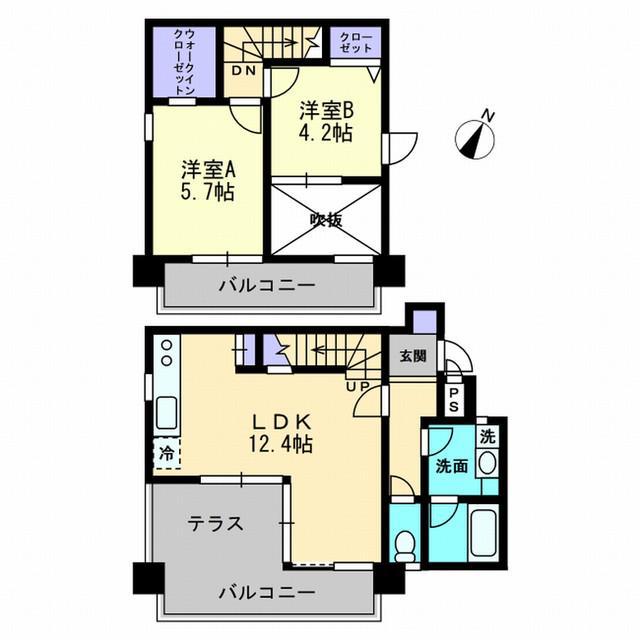 キュービックパレス(2LDK/4階)の間取り写真