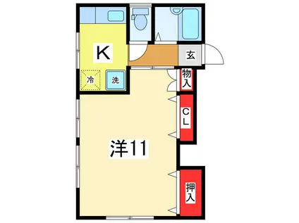 プリミエール(1K/1階)の間取り写真