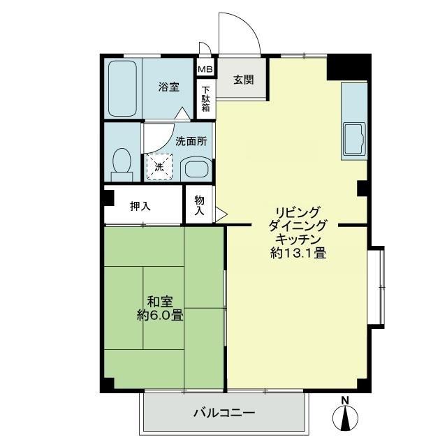 フォブール円座II(1LDK/2階)の間取り写真