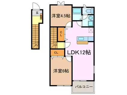 サフィニアガーデンC(2LDK/2階)の間取り写真