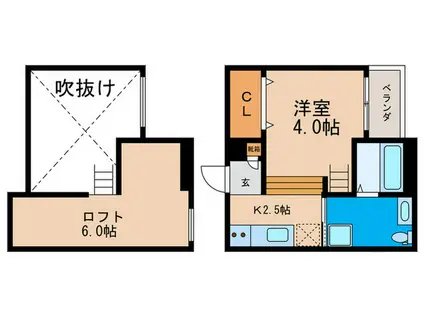エルフラット(1K/2階)の間取り写真