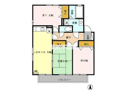 アズール若楠A(3LDK/2階)の間取り写真