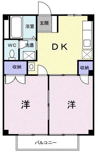 ドミールU(2DK/2階)の間取り写真