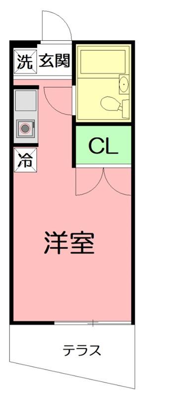 エコルガーデンプレイスB棟(ワンルーム/1階)の間取り写真