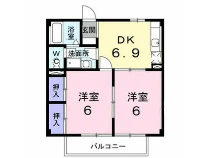 ソレアードK2(2DK/2階)の間取り写真