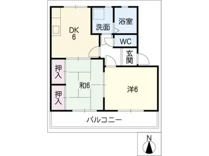 キャッスルNODAB棟(2DK/1階)の間取り写真