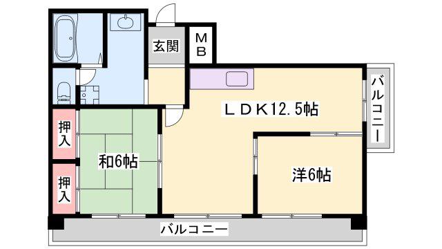 コーポ青山II(2LDK/2階)の間取り写真