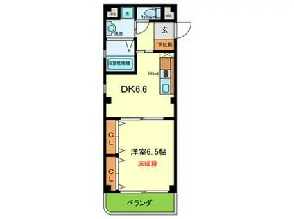 アルユータ六甲道(1DK/1階)の間取り写真