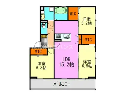 D-ROOM若草(3LDK/3階)の間取り写真