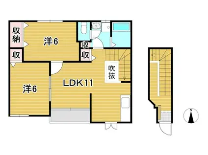 シューペルブ(2LDK/2階)の間取り写真