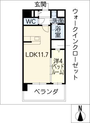 エルミタージュ桜山(1LDK/4階)の間取り写真